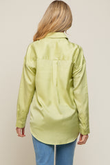 Lime Satin Checkered Print Maternity Blouse