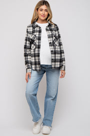 Black Plaid Button Down Maternity Flannel