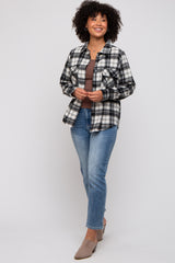 Black Plaid Button Down Maternity Flannel