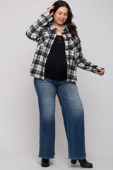 Black Plaid Button Down Plus Maternity Flannel