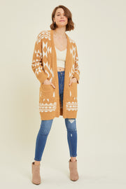 Gold Print Fuzzy Cardigan