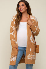 Gold Print Fuzzy Maternity Cardigan