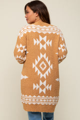 Gold Print Fuzzy Maternity Cardigan