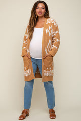 Gold Print Fuzzy Maternity Cardigan