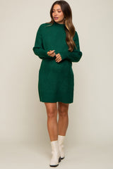 Hunter Green Knit Long Sleeve Maternity Sweater Dress