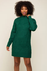 Hunter Green Knit Long Sleeve Maternity Sweater Dress