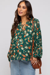 Forest Green Floral Ruffle Accent Maternity Top