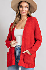 Red Cuff Sleeve Maternity Cardigan