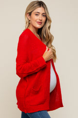 Red Cuff Sleeve Maternity Cardigan