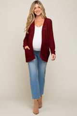 Burgundy Cuff Sleeve Maternity Cardigan