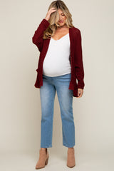 Burgundy Cuff Sleeve Maternity Cardigan