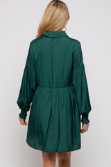 Forest Green Button Down Maternity Dress