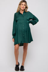 Forest Green Button Down Maternity Dress