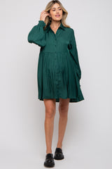 Forest Green Button Down Maternity Dress