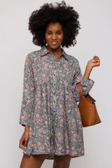 Teal Paisley Print Collared Dress