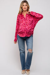 Red Abstract Animal Print Maternity Blouse