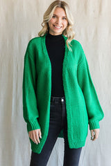 Green Chunky Knit Oversized Cardigan