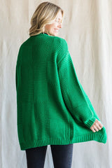 Green Chunky Knit Oversized Cardigan