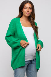 Green Chunky Knit Oversized Maternity Cardigan