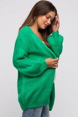 Green Chunky Knit Oversized Maternity Cardigan