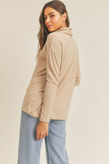 Taupe Turtleneck Long Sleeve Top