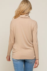 Taupe Turtleneck Long Sleeve Maternity Top