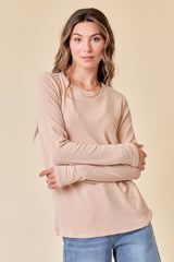 Beige Soft Knit Long Sleeve Maternity Top