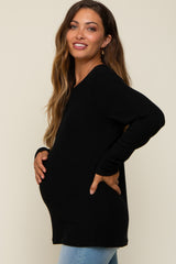 Black Soft Knit Long Sleeve Maternity Top