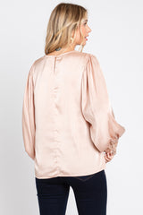 Light Pink Satin Sequin Cuff Blouse