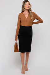 Black Knit Fitted Maternity Skirt