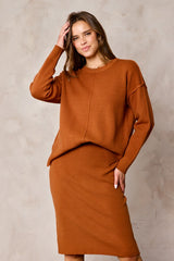 Brown Knit Fitted Maternity Skirt