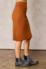 Brown Knit Fitted Skirt