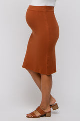 Brown Knit Fitted Maternity Skirt