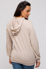 Taupe Ribbed Hooded Top