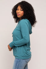 Teal Soft Knit Pullover Hoodie