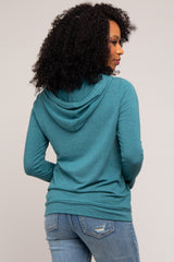 Teal Soft Knit Pullover Hoodie