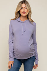 Lavender Soft Knit Maternity Pullover Hoodie