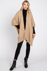 Beige Draped Cable Knit Dolman Sleeve Maternity Cardigan