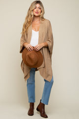 Beige Draped Cable Knit Dolman Sleeve Maternity Cardigan