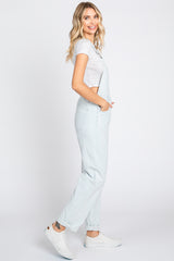 Light Blue Cuffed Denim Overalls