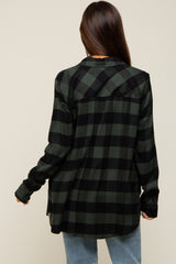 Forest Green Checkered Maternity Long Sleeve Button Down Top