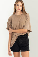 Mocha Faded Oversized Maternity T-Shirt