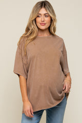 Mocha Faded Oversized Maternity T-Shirt