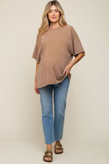 Mocha Faded Oversized Maternity T-Shirt