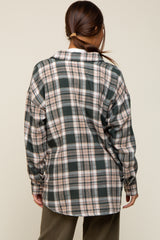 Forest Green Plaid Button Down Maternity Top