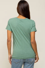 Green Slub Knit Cropped Maternity T-Shirt