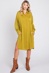 Lime Striped Maternity Shirt Dress