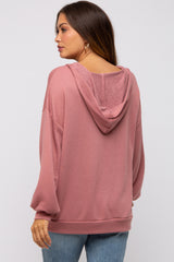 Mauve Front Pocket Maternity Hoodie