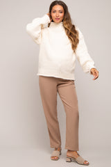 Cream Chunky Knit Mock Neck Maternity Sweater