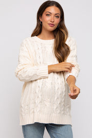 Cream Chunky Cable Knit Maternity Sweater